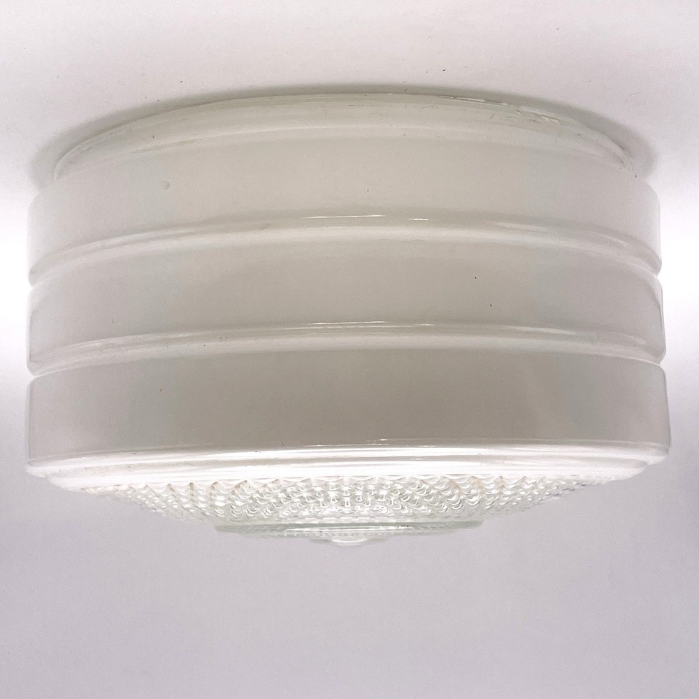 Vtg Art Deco White Milk Glass Light Shade Round Flush Globe  7.75" Porch‎